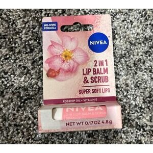 Nivea Caring Lip Balm Scrub Super Soft Lips Rosehip Oil + Vitamin E 0.17 oz